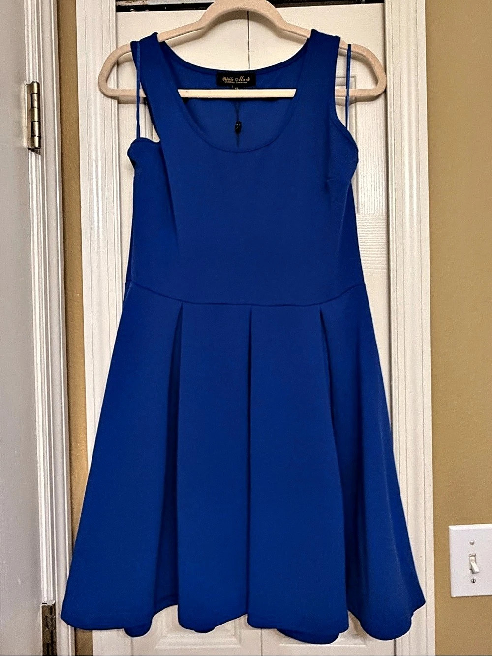 NWT White Mark Crystal Fit and Flare Dress Royal Blue XL